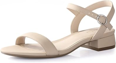 Women Nude Black White Sandals for Women Low Heel 1 Inch Dressy Sandal Ankle Strap Open Toe Block Short Heeled Summer Classic Comfortable Graduation Holiday Party Casual Flat Shoes 2025